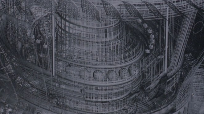 Swirling line drawing showing millions of components