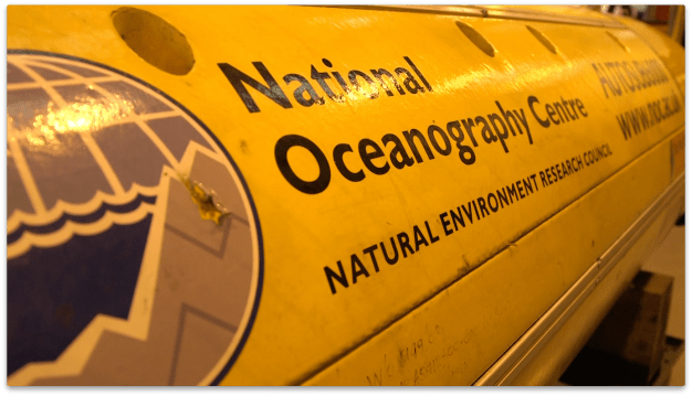 Autosub remote autonomous vehicle used to collect ocean environmental data for the National Oceanography Centre.