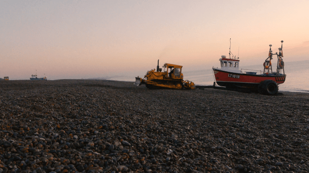 Fishing boat at Aldeburgh Beach, Suffolk, UK.