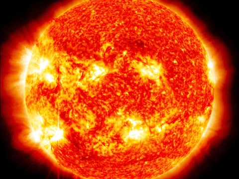 Close up of the sun with solar flares