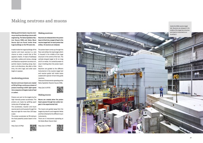 Page spread from brochure PSI_NeutronsMuons_e-26+27